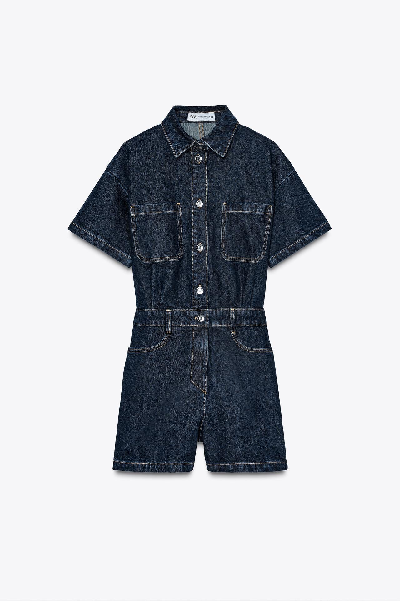 Talaine Reyla Denim-Playsuit in Dunkelblau im Utility-Look