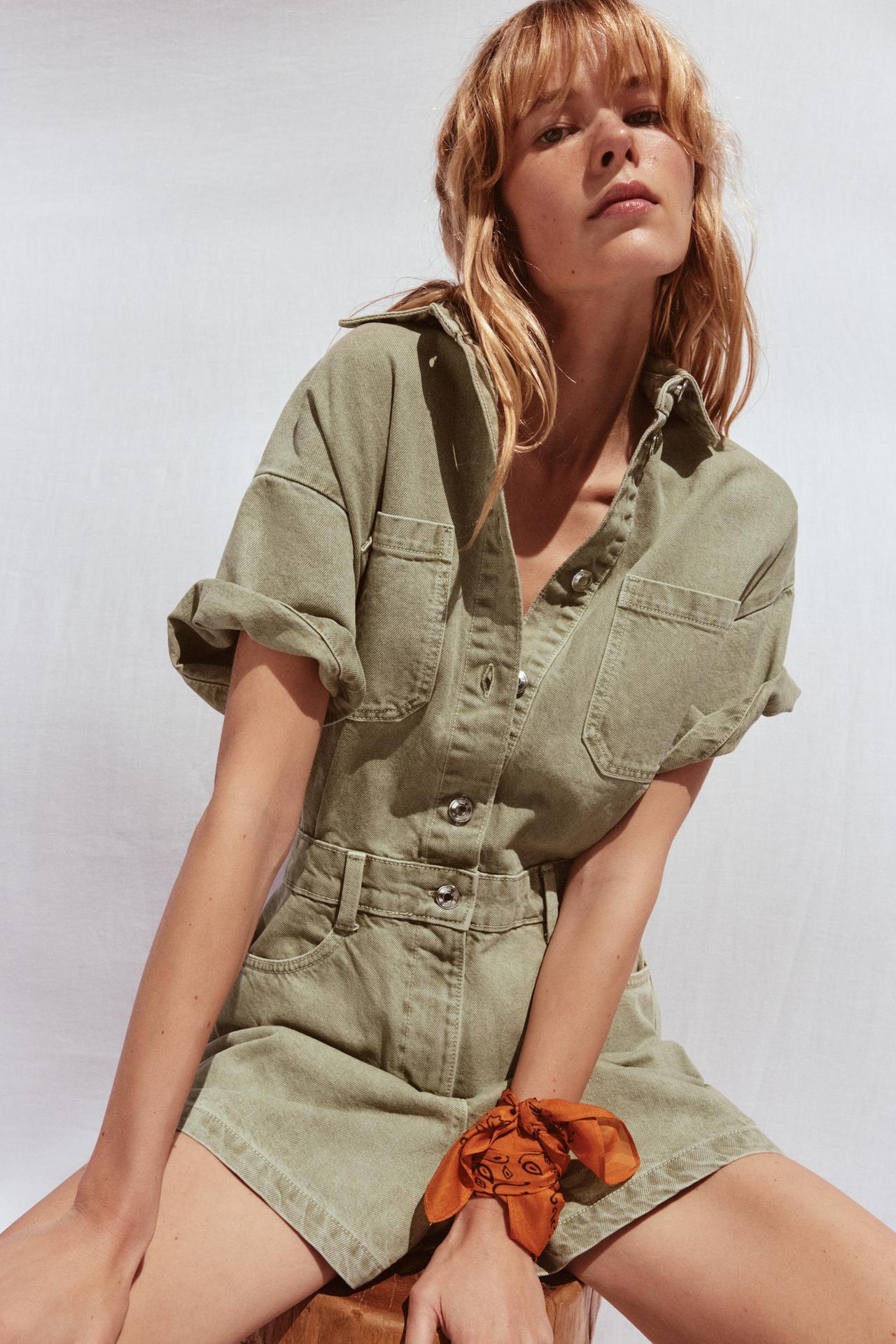 Talaine Reyla Kurzer Denim-Playsuit Damen im Utility-Stil