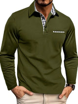 legergroene polo met lange mouw
