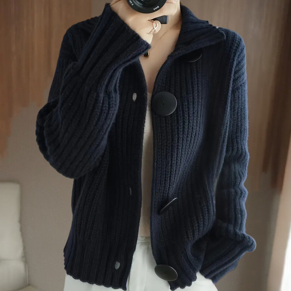 Jetje moderne gebreide vest marineblauw
