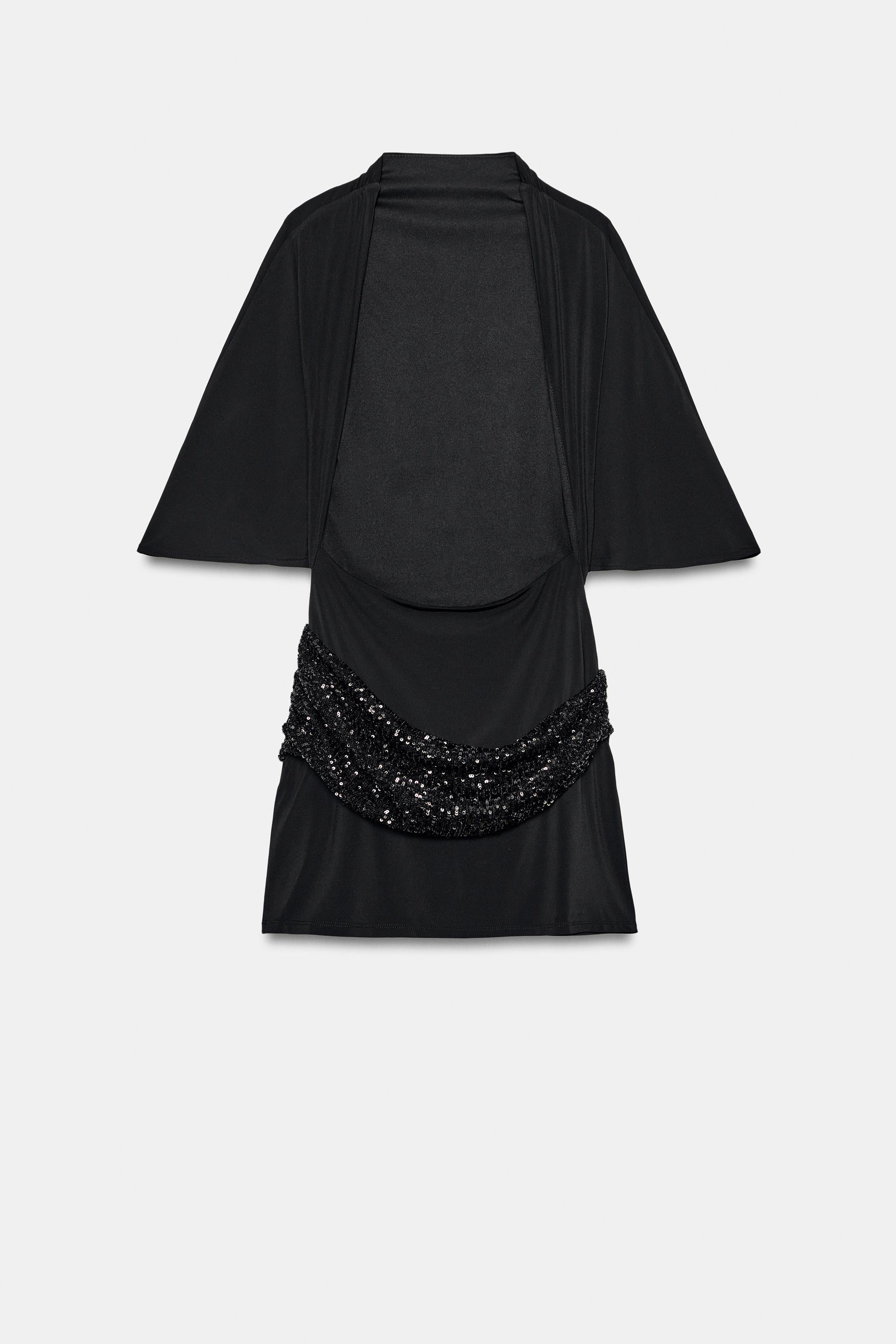 Seralyn Mini-Kleid in Schwarz mit Paillettendetail, Rückansicht