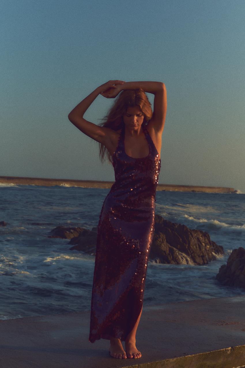 MidnightGlam Halterneck Abendkleid mit offenem Rücken
