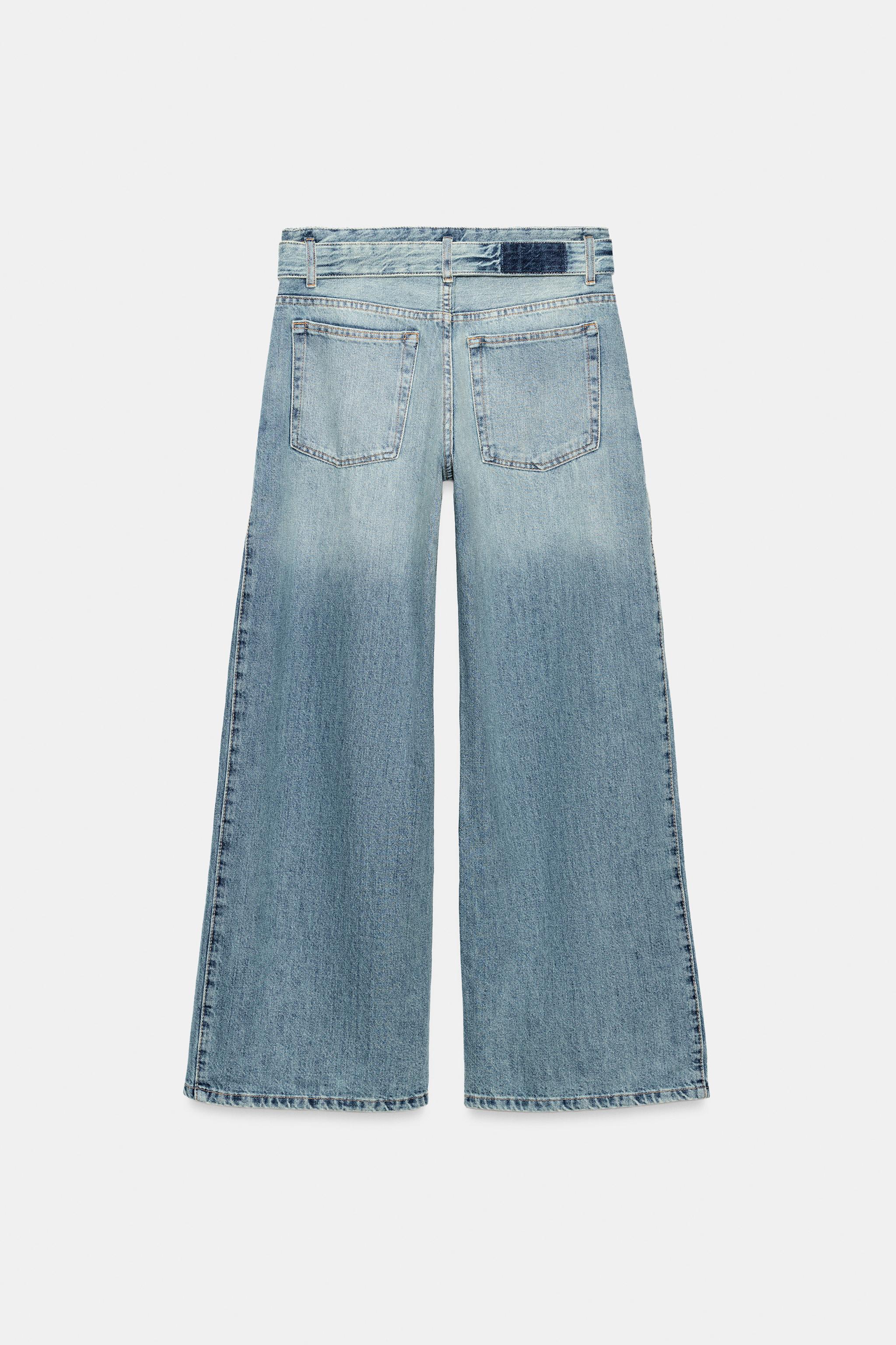 Harper Wide-Leg-Jeans Detailansicht des doppelten Taillenbunds