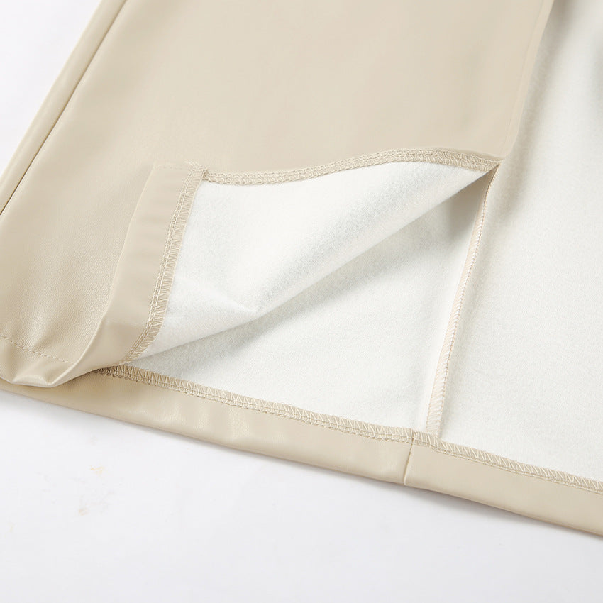 Lavorna | Eleganter Midi-Rock aus Lederimitat mit Schlitz