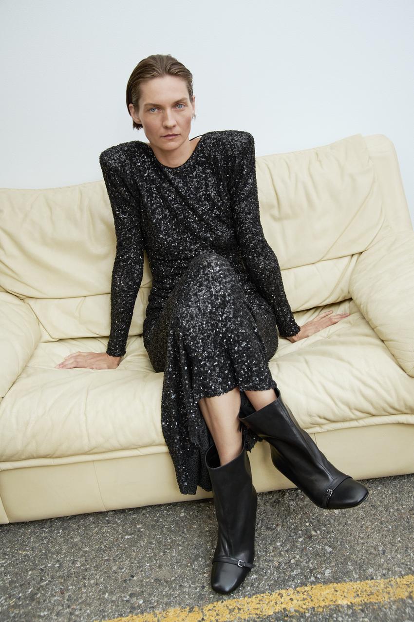 Starry Sequin | Schwarzes Maxi Kleid mit Pailletten & Offenem Rücken