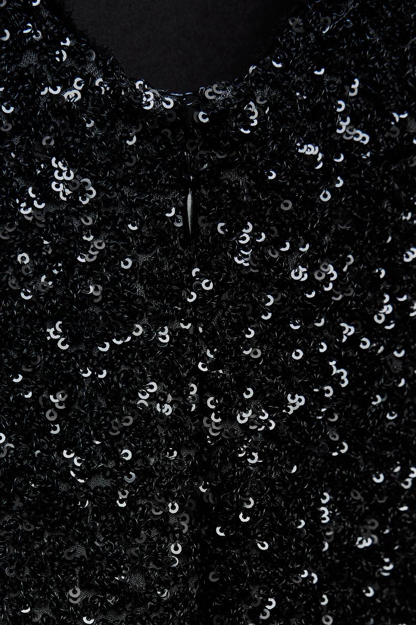 Starry Sequin | Schwarzes Maxi Kleid mit Pailletten & Offenem Rücken