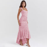 Celeste Fishtail Maxi Kleid in Rosa – Off-Shoulder Abendkleid mit Meerjungfrau-Schnitt