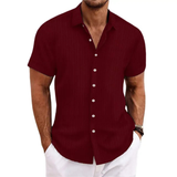 Herren Lässiges Gestreiftes Kurzarm Shirt | Knopf Daunen