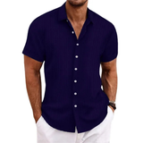 Herren Lässiges Gestreiftes Kurzarm Shirt | Knopf Daunen