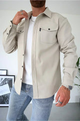 dominic lichtgewicht heren jack beige voor lente en herfst
