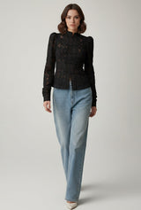 Lunéa Spitzenbluse Damen Schwarz elegant kombiniert