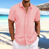 Herren Lässiges Gestreiftes Kurzarm Shirt | Knopf Daunen