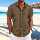 Herren Lässiges Gestreiftes Kurzarm Shirt | Knopf Daunen