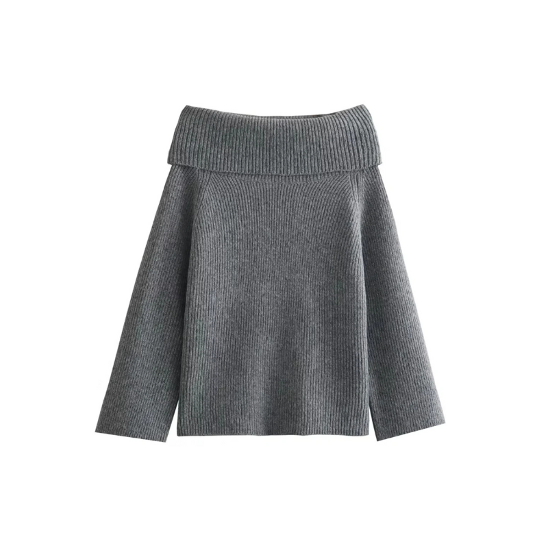 Charmelle Off-Shoulder Pullover Damen grau elegant
