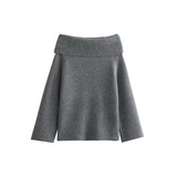 Charmelle Off-Shoulder Pullover Damen grau elegant
