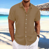 Herren Lässiges Gestreiftes Kurzarm Shirt | Knopf Daunen
