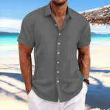 Herren Lässiges Gestreiftes Kurzarm Shirt | Knopf Daunen