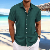 Herren Lässiges Gestreiftes Kurzarm Shirt | Knopf Daunen