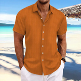Herren Lässiges Gestreiftes Kurzarm Shirt | Knopf Daunen