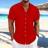 Herren Lässiges Gestreiftes Kurzarm Shirt | Knopf Daunen