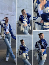 RaceWave Oversized Cardigan Unisex blau weiß racing look
