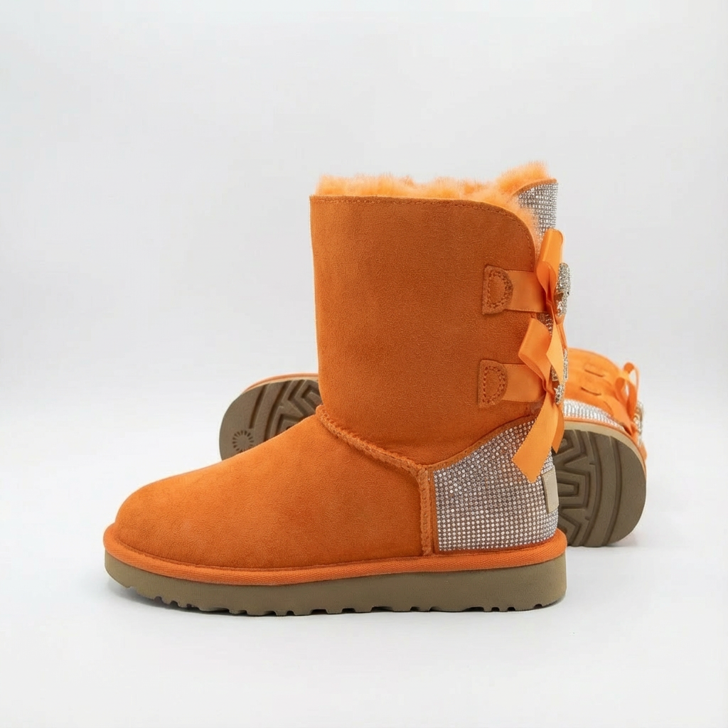 Elodie Sparkle Bow Boots | Winterstiefel aus Wildleder mit Schleifen & Glitzer-Details