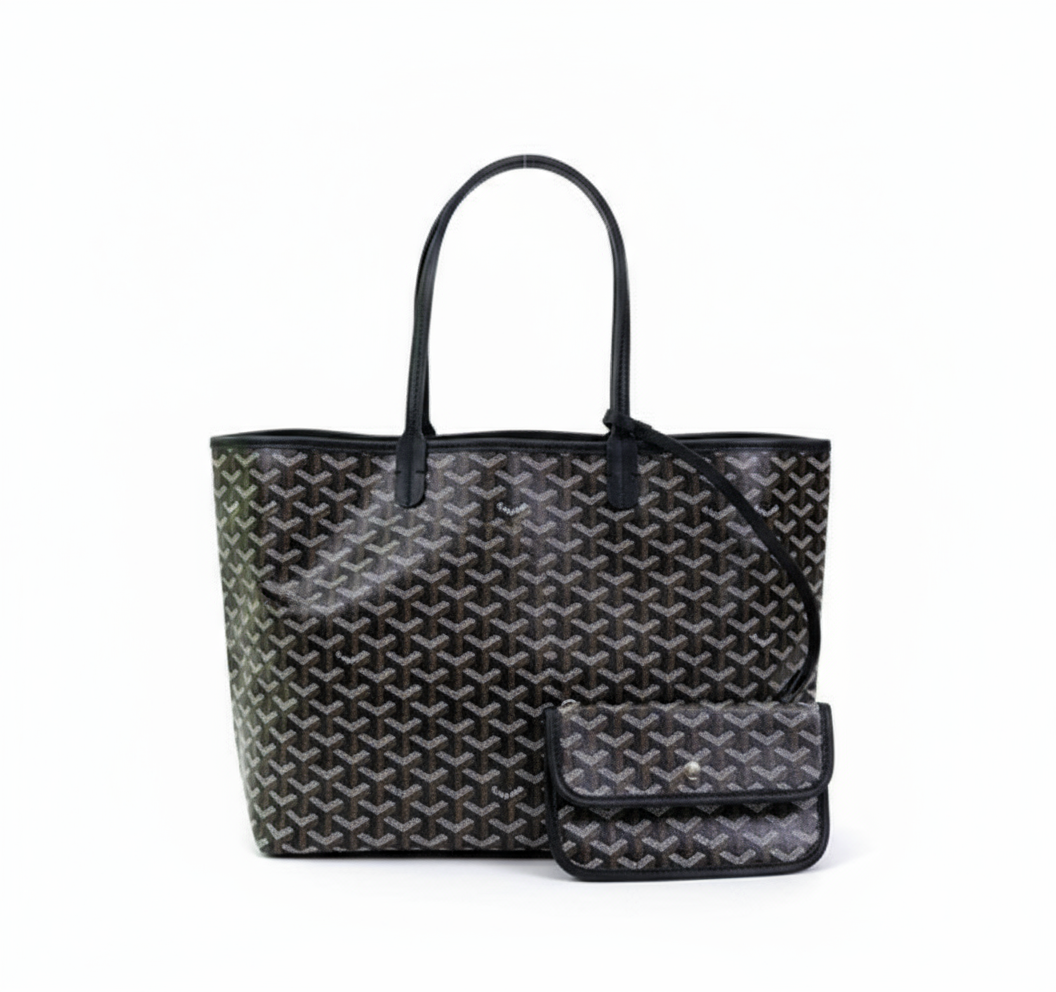 Schwarze tote bag mit clutch