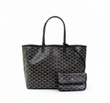 Schwarze tote bag mit clutch