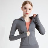 Graues Damen Sportjacke, figurformend mit Zipper
