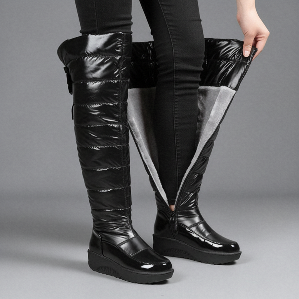 Narella Snowline Overknee Boots | Warme Gefütterte Damen Winterstiefel mit Schleife