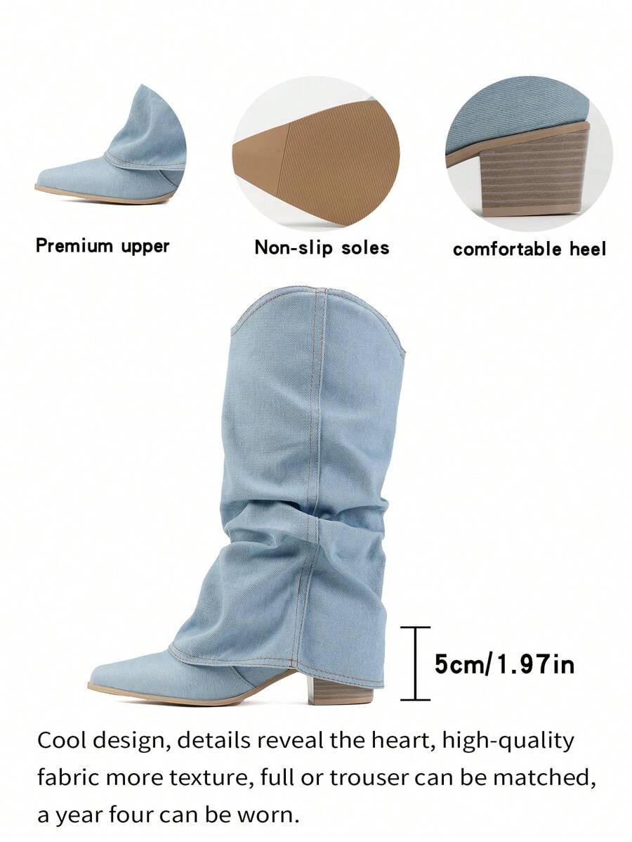 Solenne | Denim High Boots mit Slouchy Fit