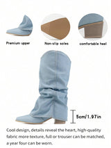Solenne | Denim High Boots mit Slouchy Fit