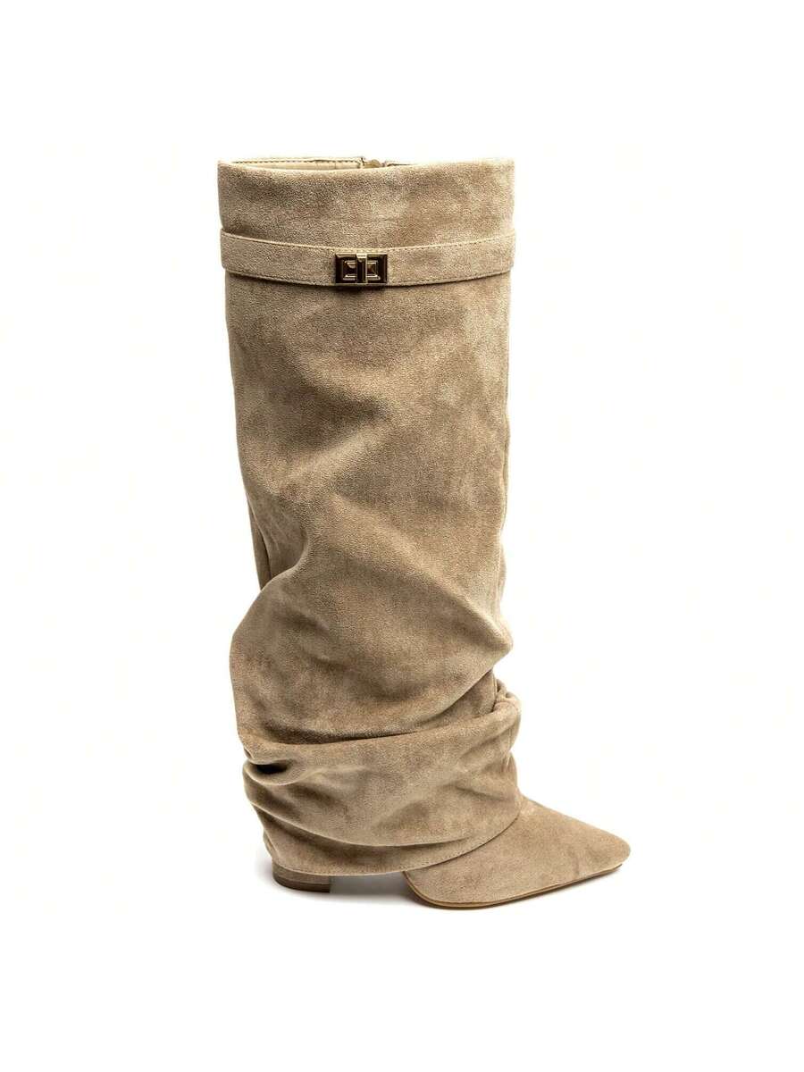 Marzella Slouch Boots in Taupe