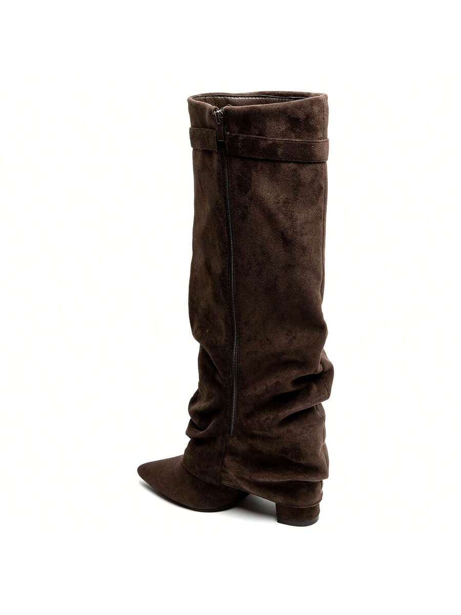 Marzella Slouch Boots | Faltstiefel mit Pointed Toe & Niedrigem Absatz