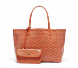 orange tote bag mit passender clutch
