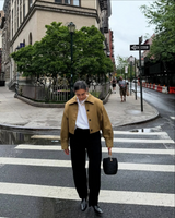 Marceline Jacke | Cropped Trenchcoat mit Volumenärmeln & Klassischen Details