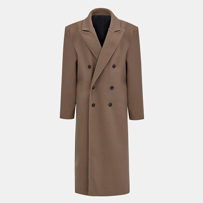 Productafbeelding van Vesper Luxe Coat bruin met knoopsluiting en reverskraag
