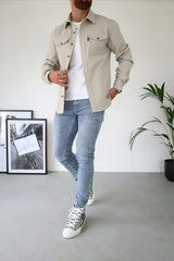 dominic lichtgewicht heren jack beige voor lente en herfst
