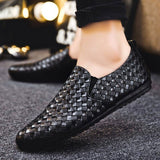 Api ademende gevlochten leren loafers voor heren

