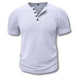 Wit henley shirt met knoopsluiting voor heren
