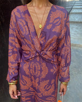 Marivelle | Midi Kleid mit V-Ausschnitt & Paisley Muster – Elegantes Cocktailkleid für Damen