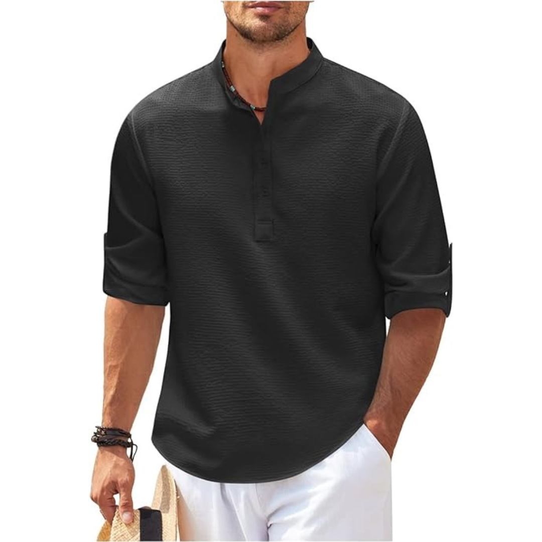 casual shirt met opstaande kraag
