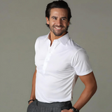 Witte herenpolo met stijve kraag voor zakelijke look
