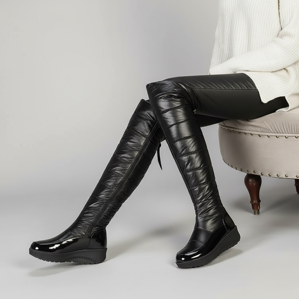 Narella Snowline Overknee Boots | Warme Gefütterte Damen Winterstiefel mit Schleife