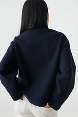 Kurze Damenjacke herbst navy elegant

