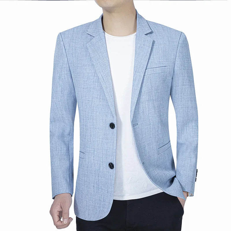 Lichte blauwe heren blazer voor warme dagen
