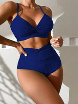 Sienna | High Waist Bikini Set with Twist Top in Ribbed Fabric