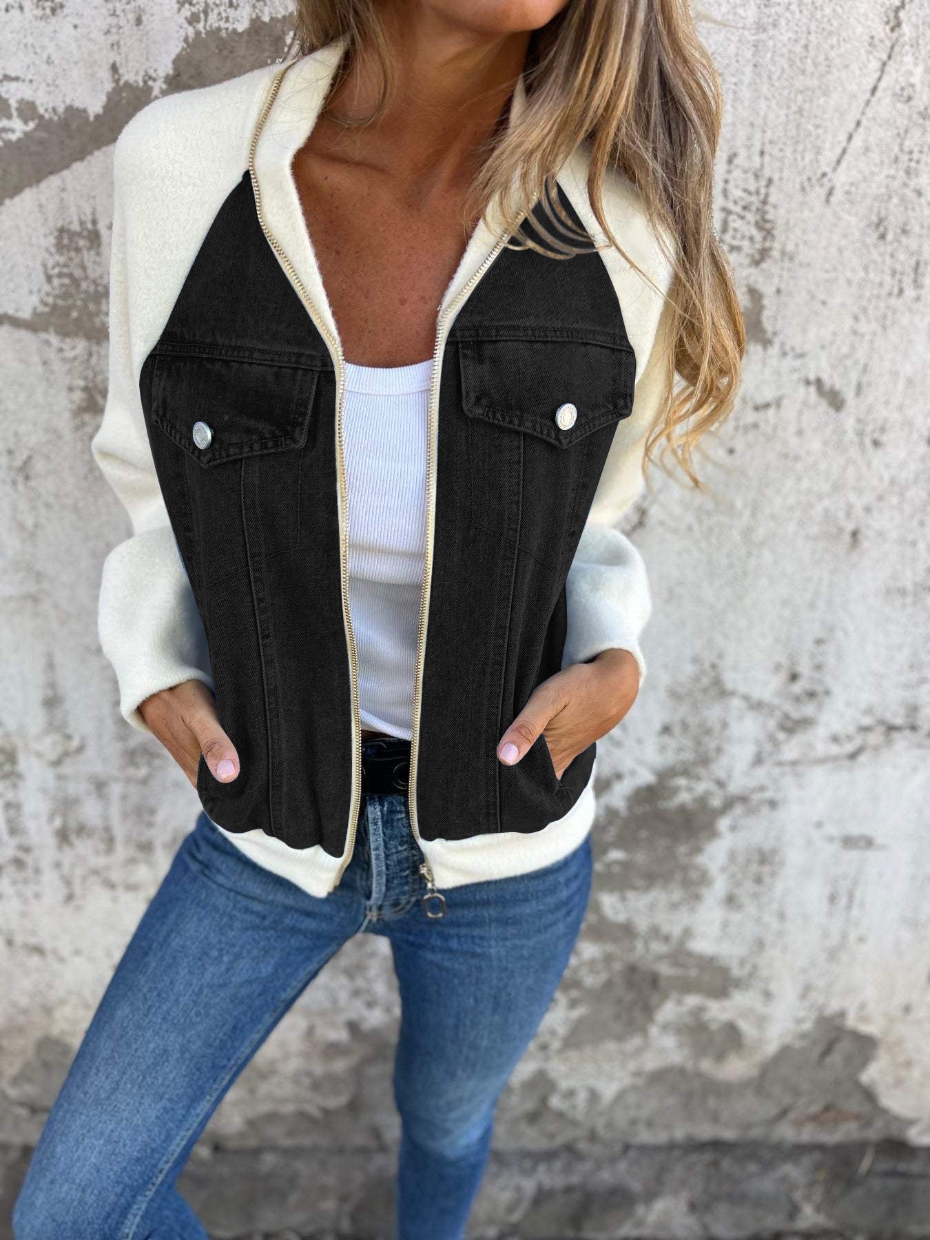 UrbanEase Denim Jacket in Schwarz für Damen
