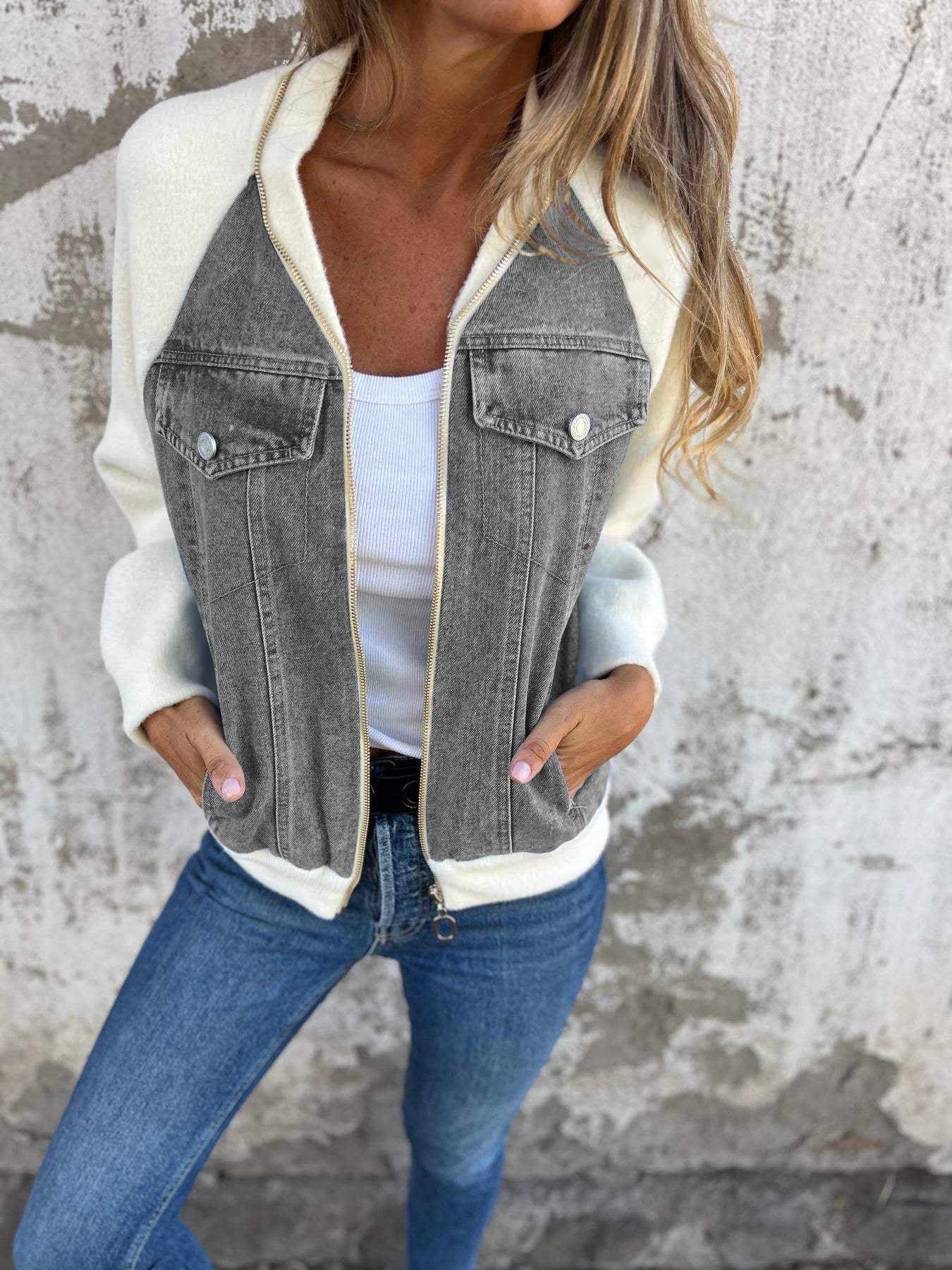 UrbanEase Denim Jacket in Grau – lässiger Look für Damen
