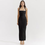 Aurora Maxi Kleid | Elegantes Abendkleid mit Halterneck & Rückenausschnitt